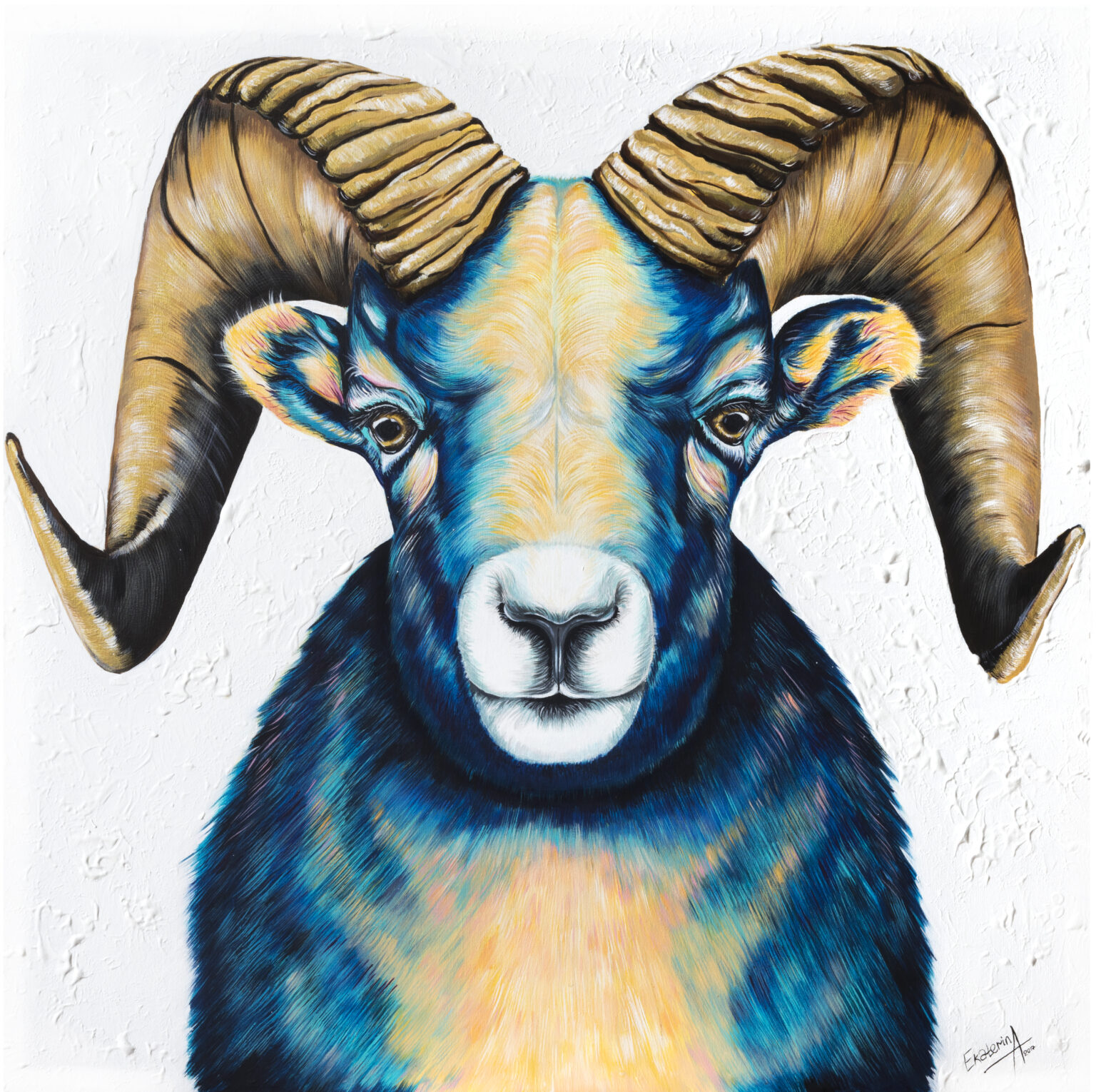 Canadian Animalize painting of a mountain goat, by Ekaterina Sky